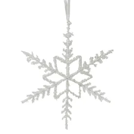 10" White Glittered Snowflake Christmas Ornament