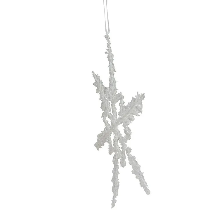 10" White Glittered Snowflake Christmas Ornament