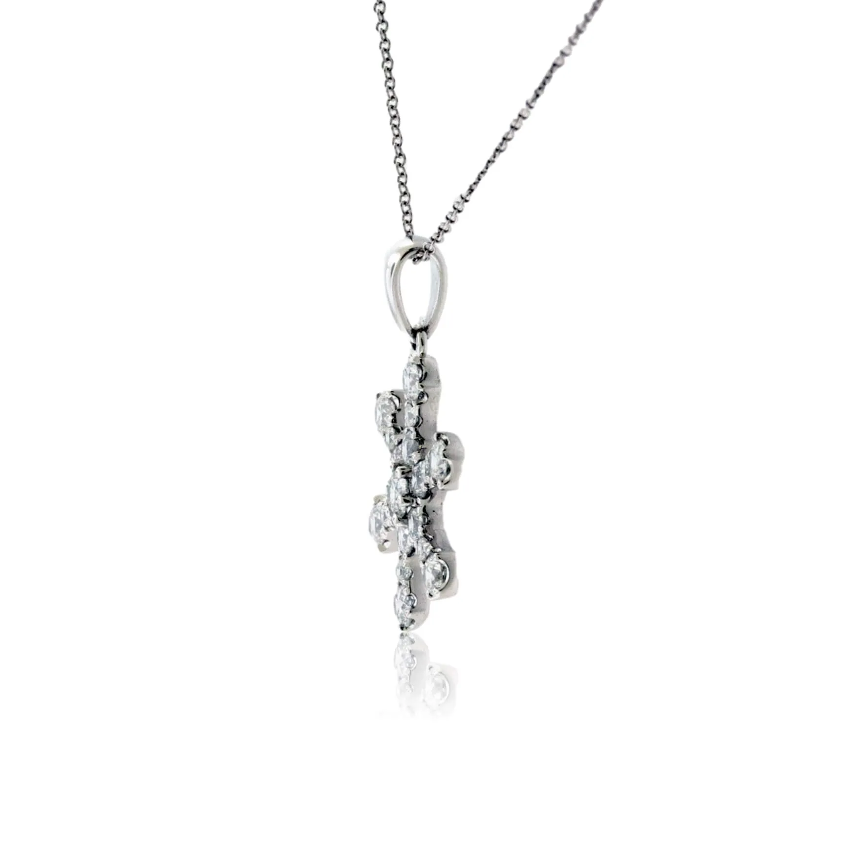 18K White Gold .75 Carat Diamond Snowflake Pendant with Chain