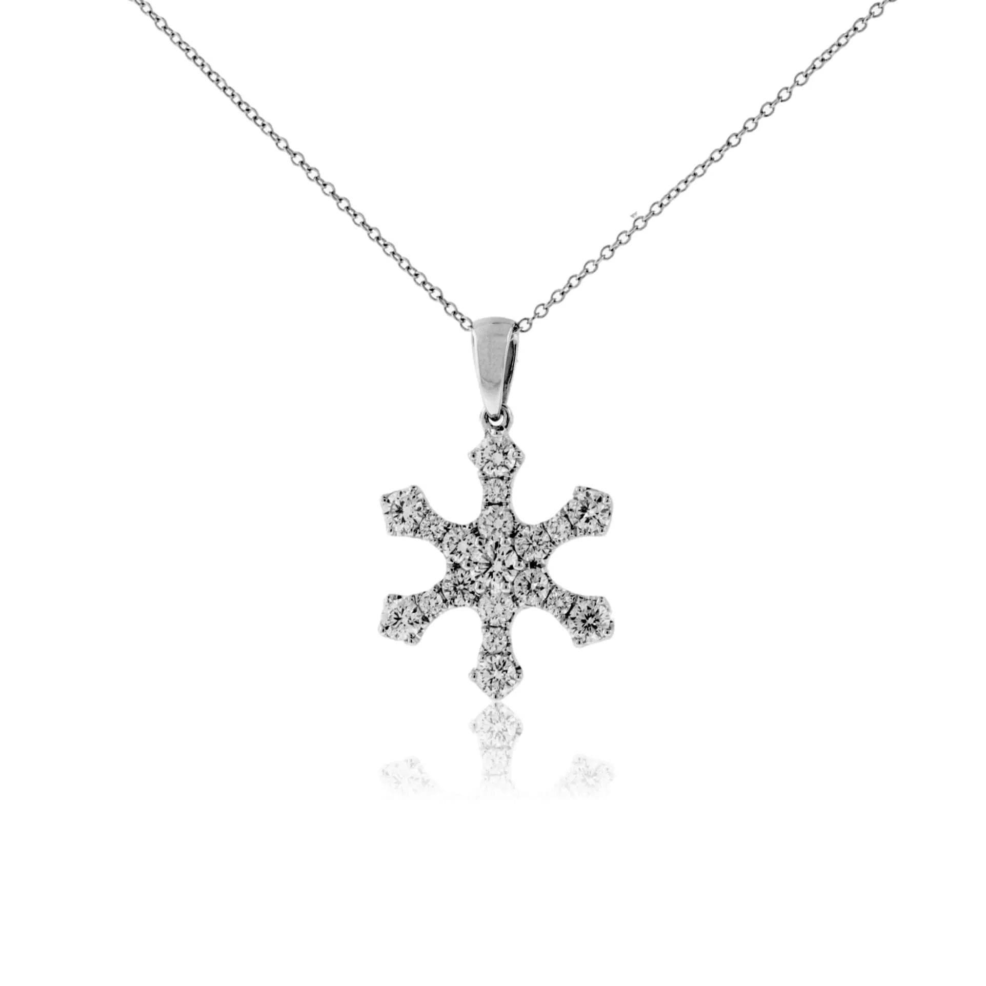 18K White Gold .75 Carat Diamond Snowflake Pendant with Chain