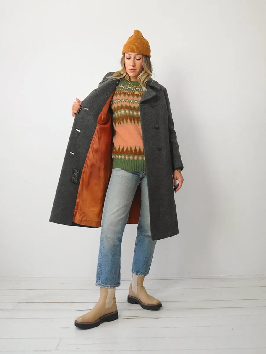 1960's Woven Gray Wool Peacoat