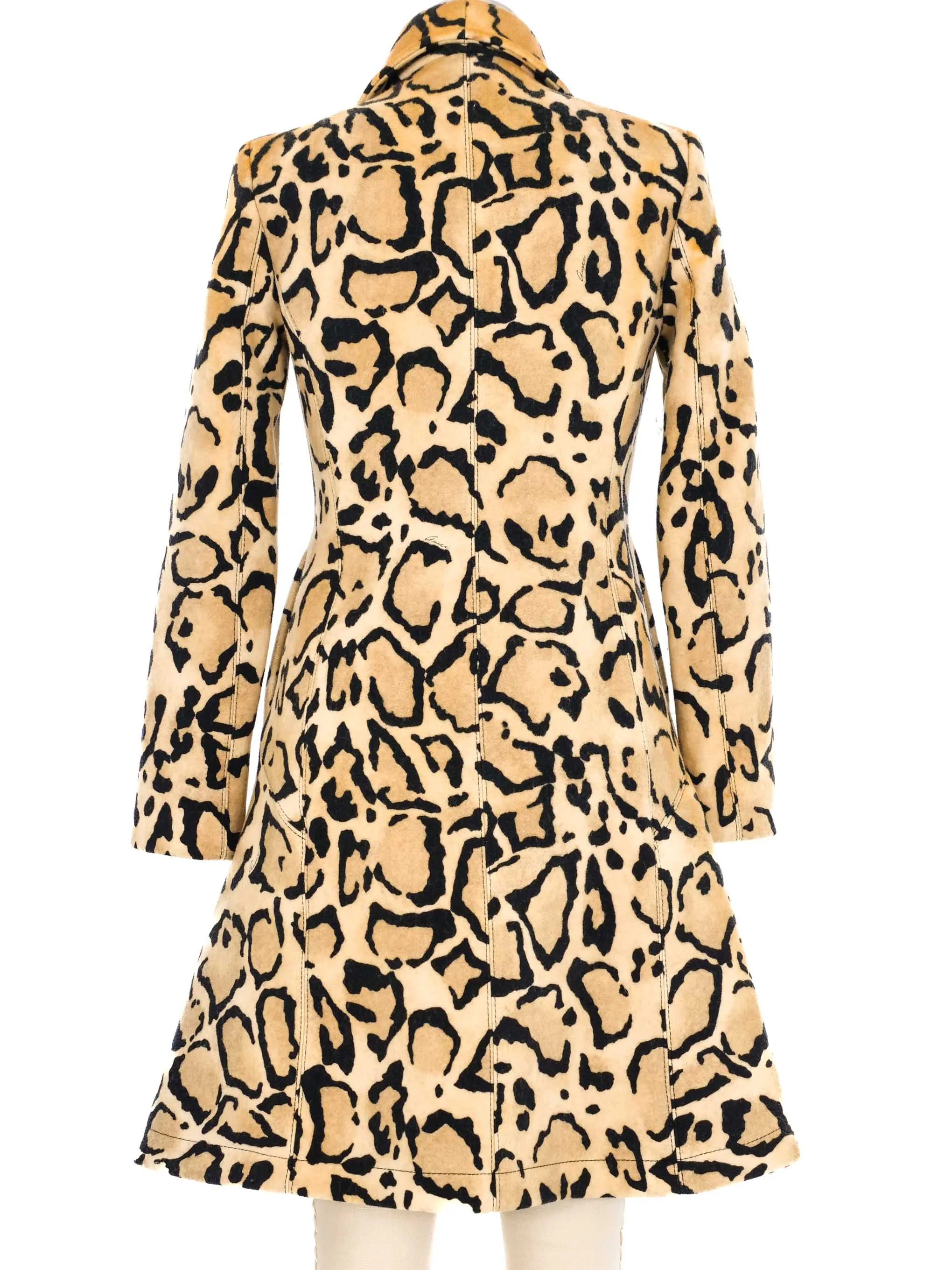2014 Gucci Felted Leopard Print Peacoat