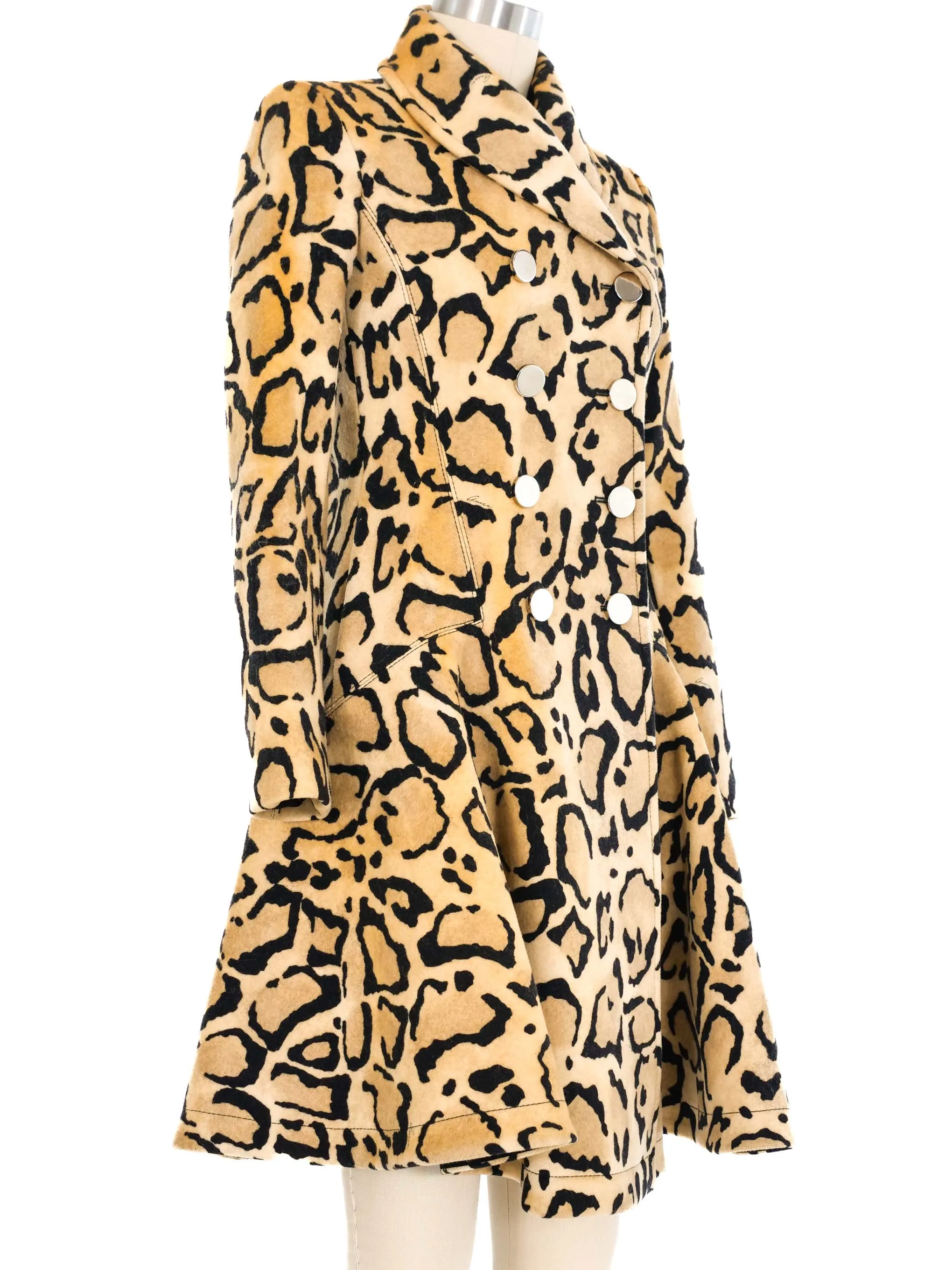 2014 Gucci Felted Leopard Print Peacoat