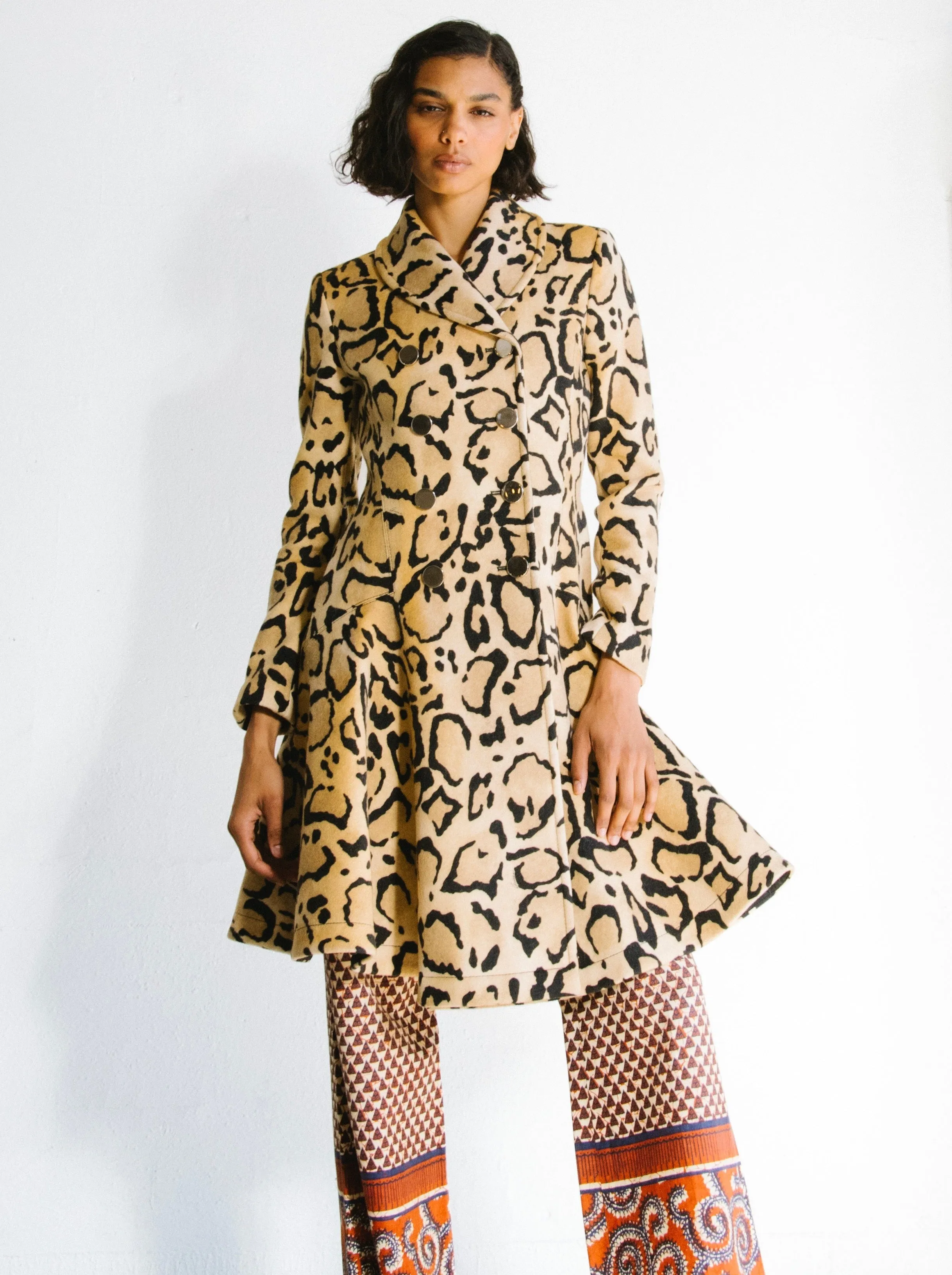 2014 Gucci Felted Leopard Print Peacoat