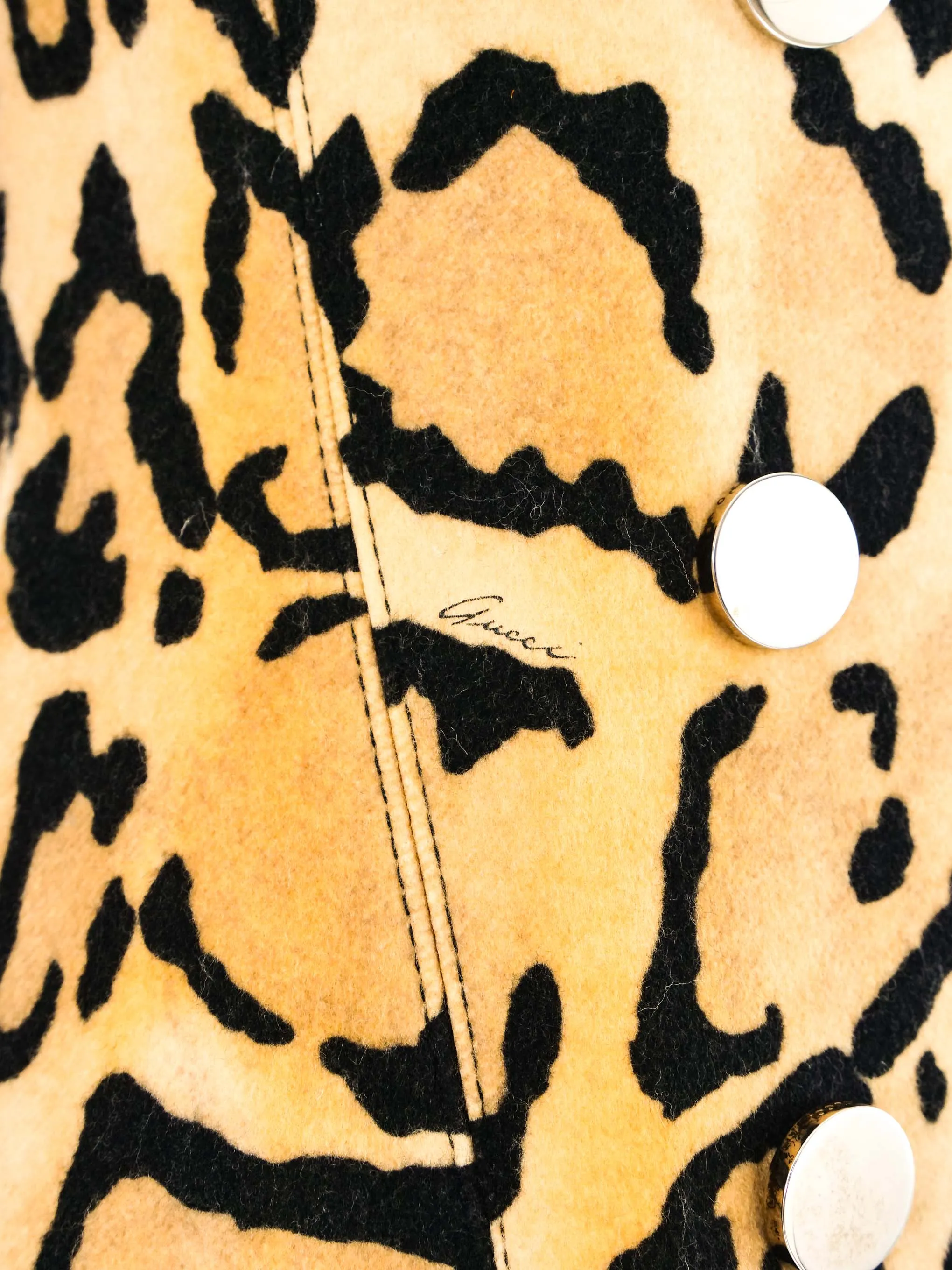 2014 Gucci Felted Leopard Print Peacoat