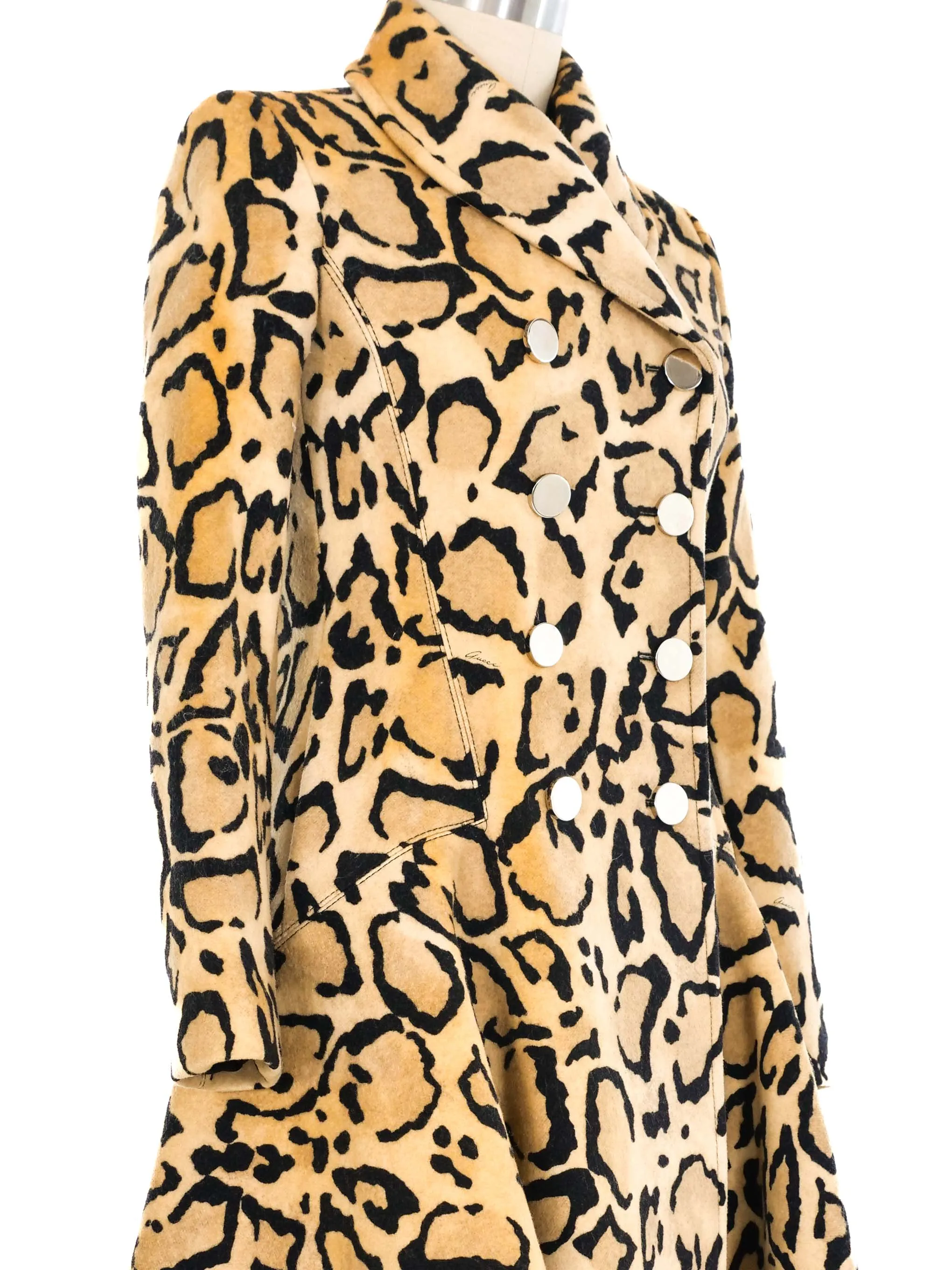 2014 Gucci Felted Leopard Print Peacoat