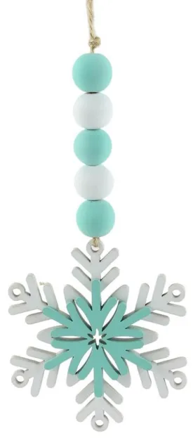 8" Wooden Beaded Snowflake Ornament