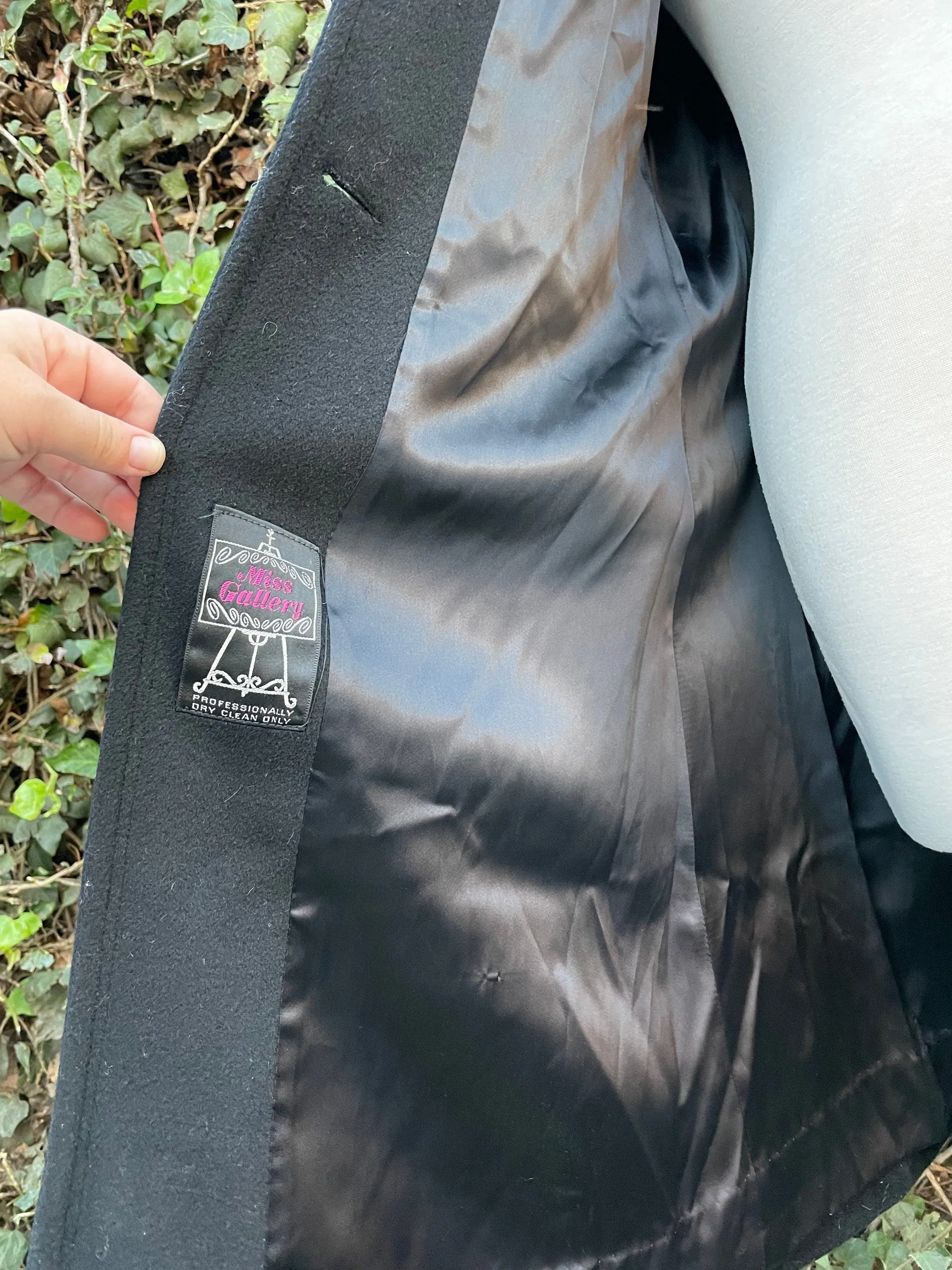 Beautiful Vintage Black Wool Long Peacoat