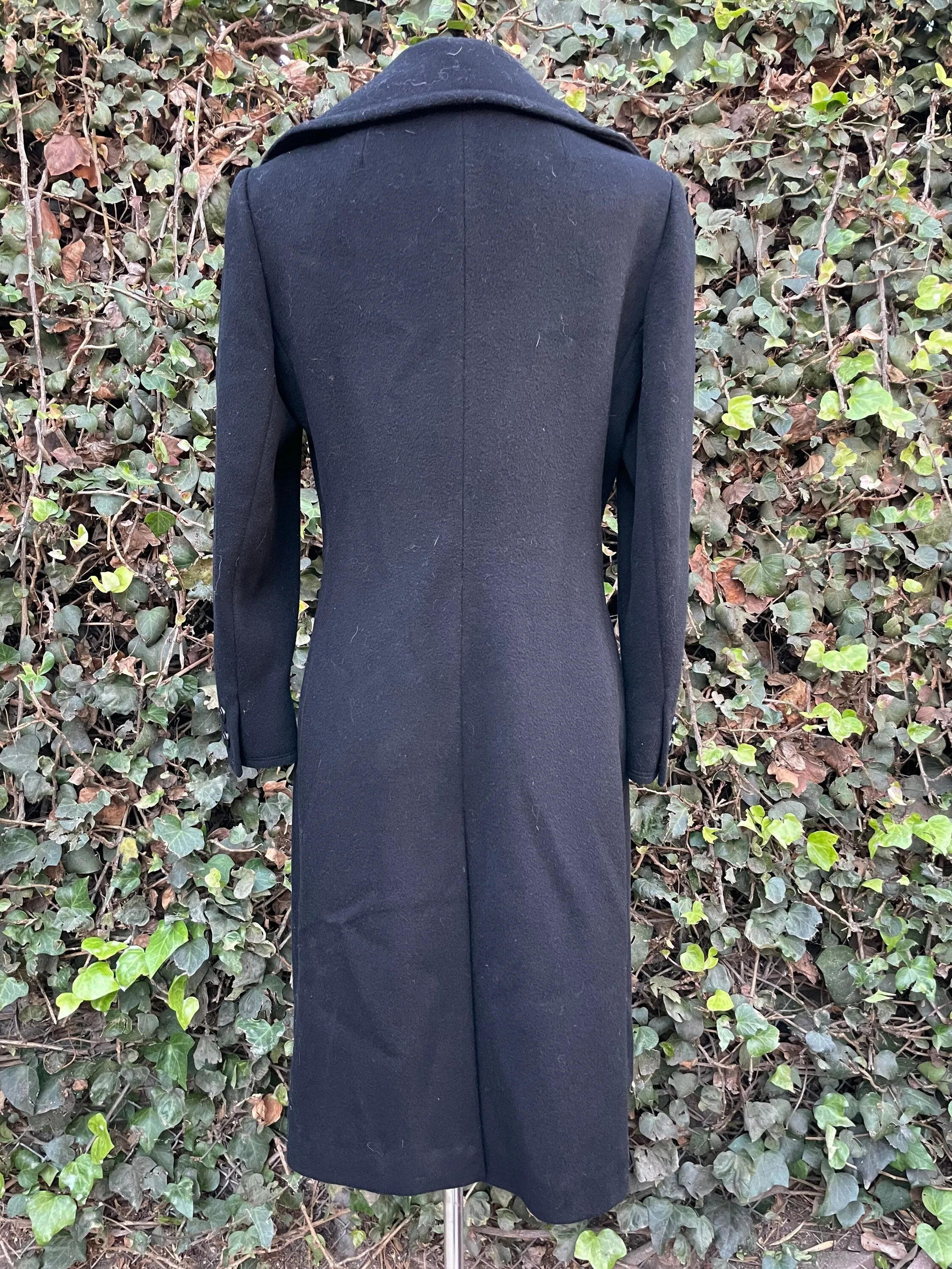 Beautiful Vintage Black Wool Long Peacoat