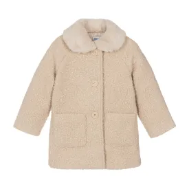 Beige Faux Fur Collar Winter Peacoat