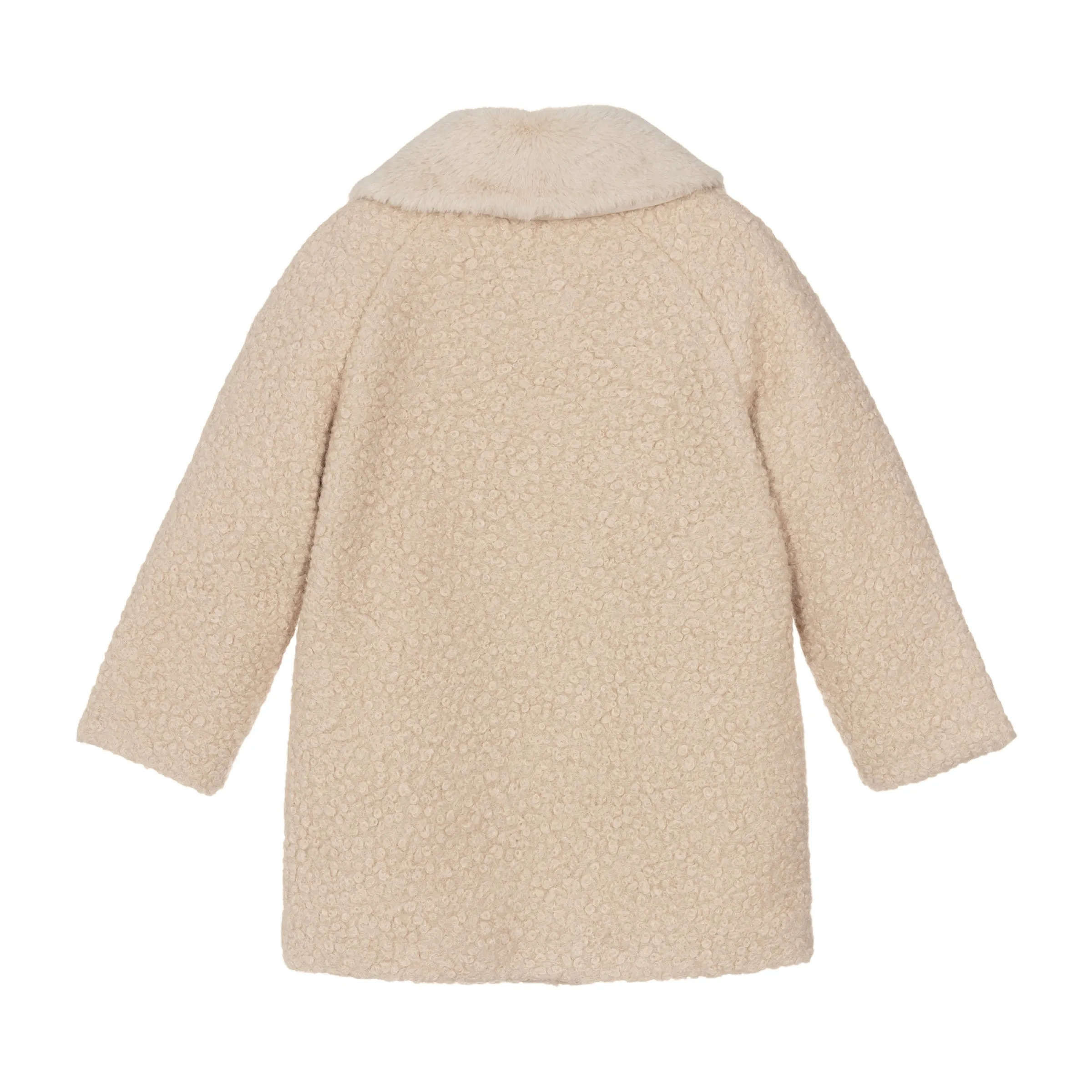Beige Faux Fur Collar Winter Peacoat