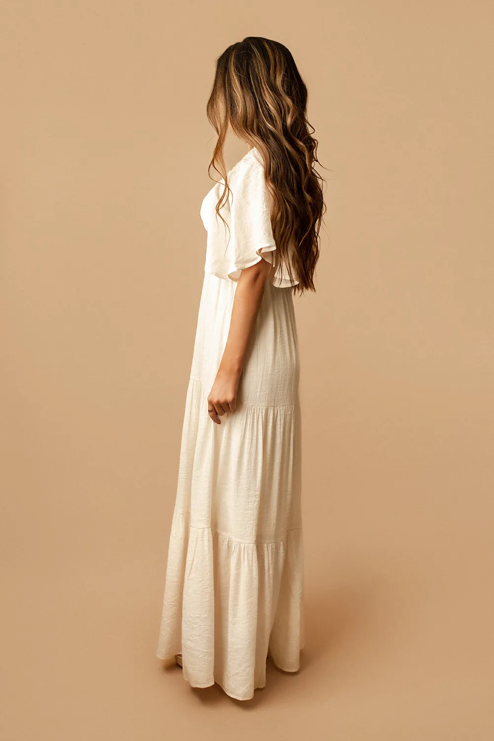 Best Days Open Back Linen Maxi Dress (Ivory)
