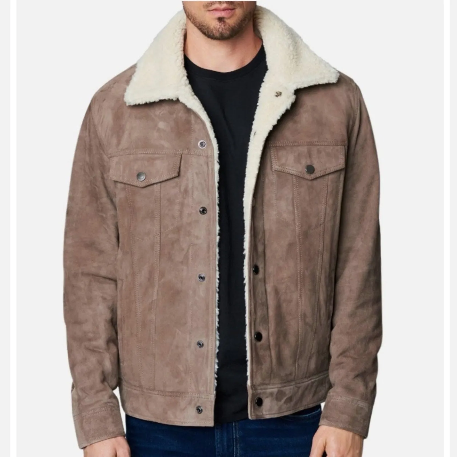 Blank NYC Men’s Brown Suede Jacket w/ Cream Sherpa Lining, “Into the Wild”
