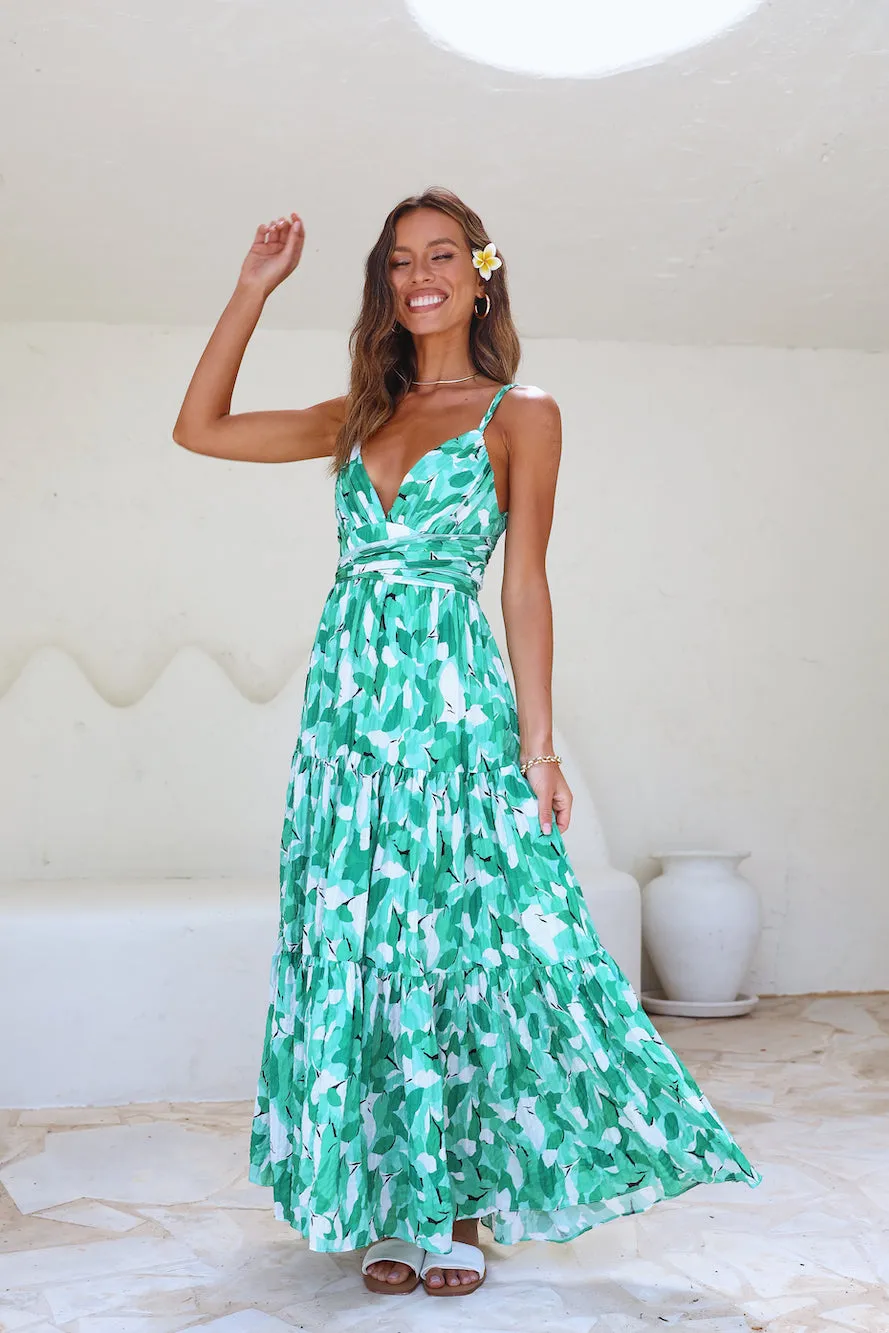 Blissful Memories Maxi Dress Green