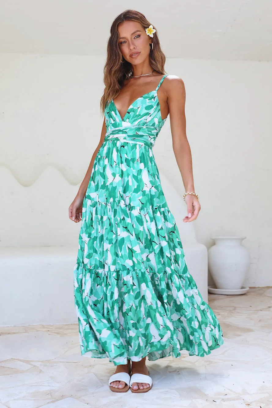 Blissful Memories Maxi Dress Green