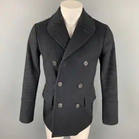 BURBERRY LONDON Size 36 Black Wool Double Breasted Peacoat