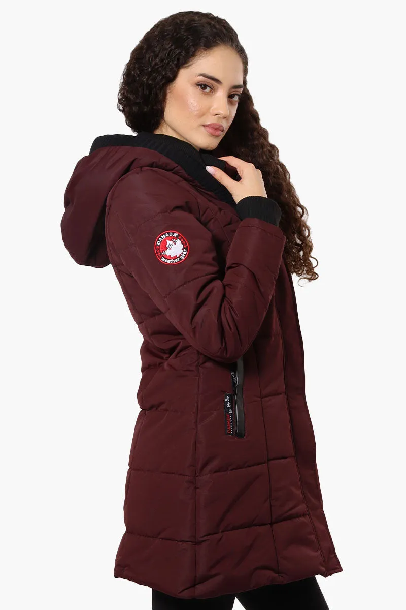 Canada Weather Gear Faux Fur Lined Hood Parka Jacket - Burgundy