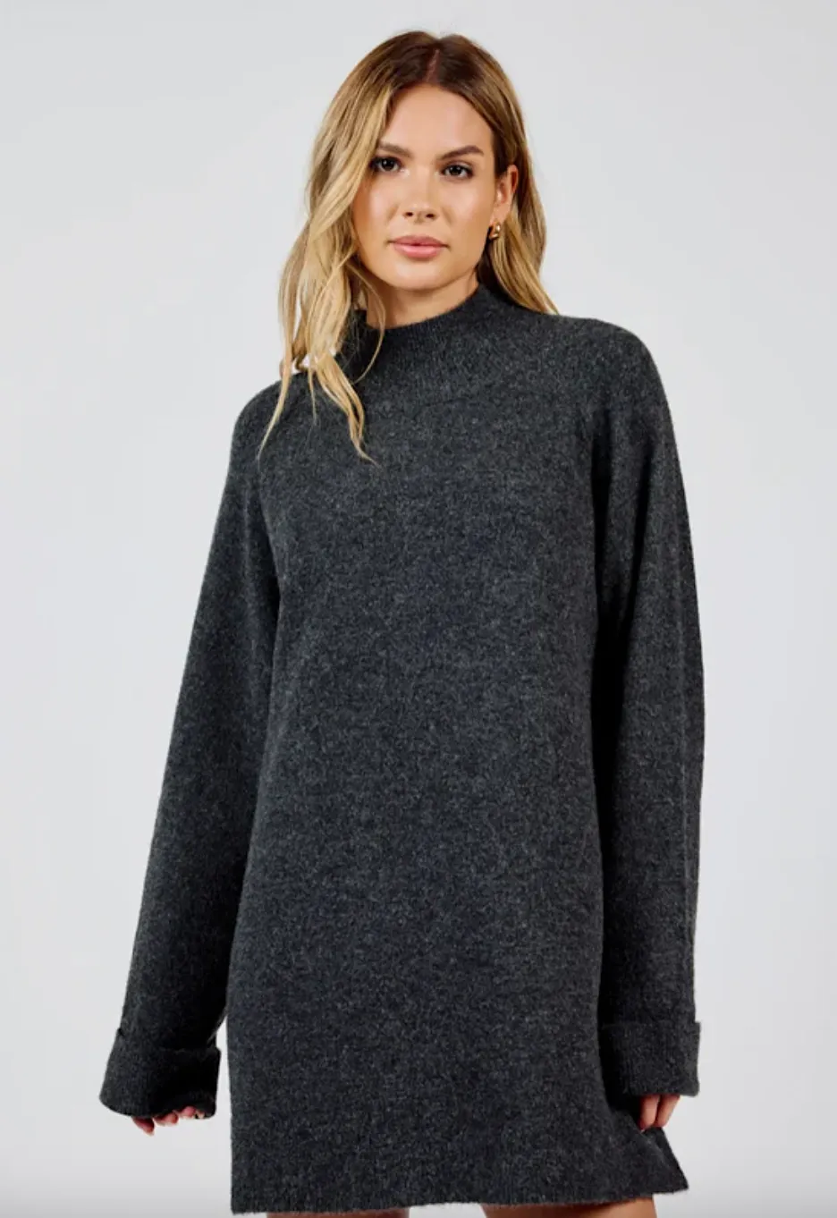 carson high neck sweater dress