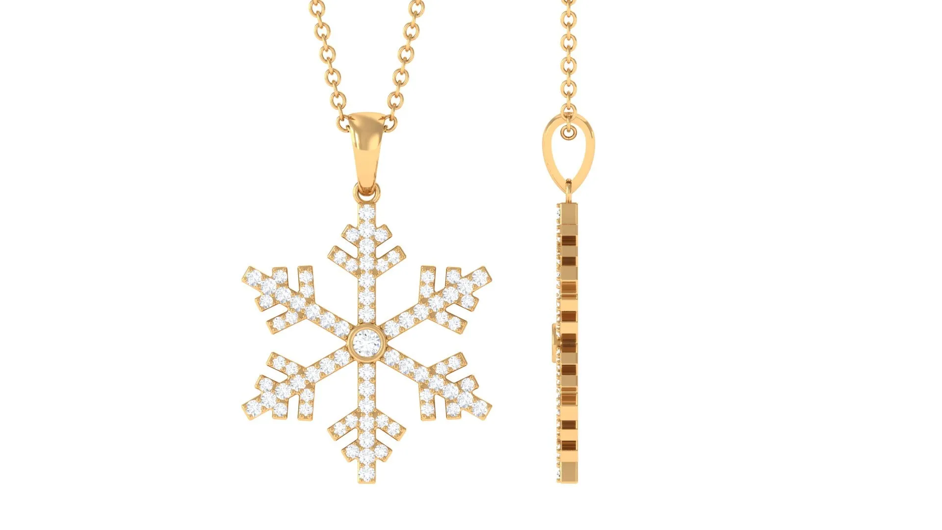 Certified Moissanite Frozen Snowflake Pendant in Gold