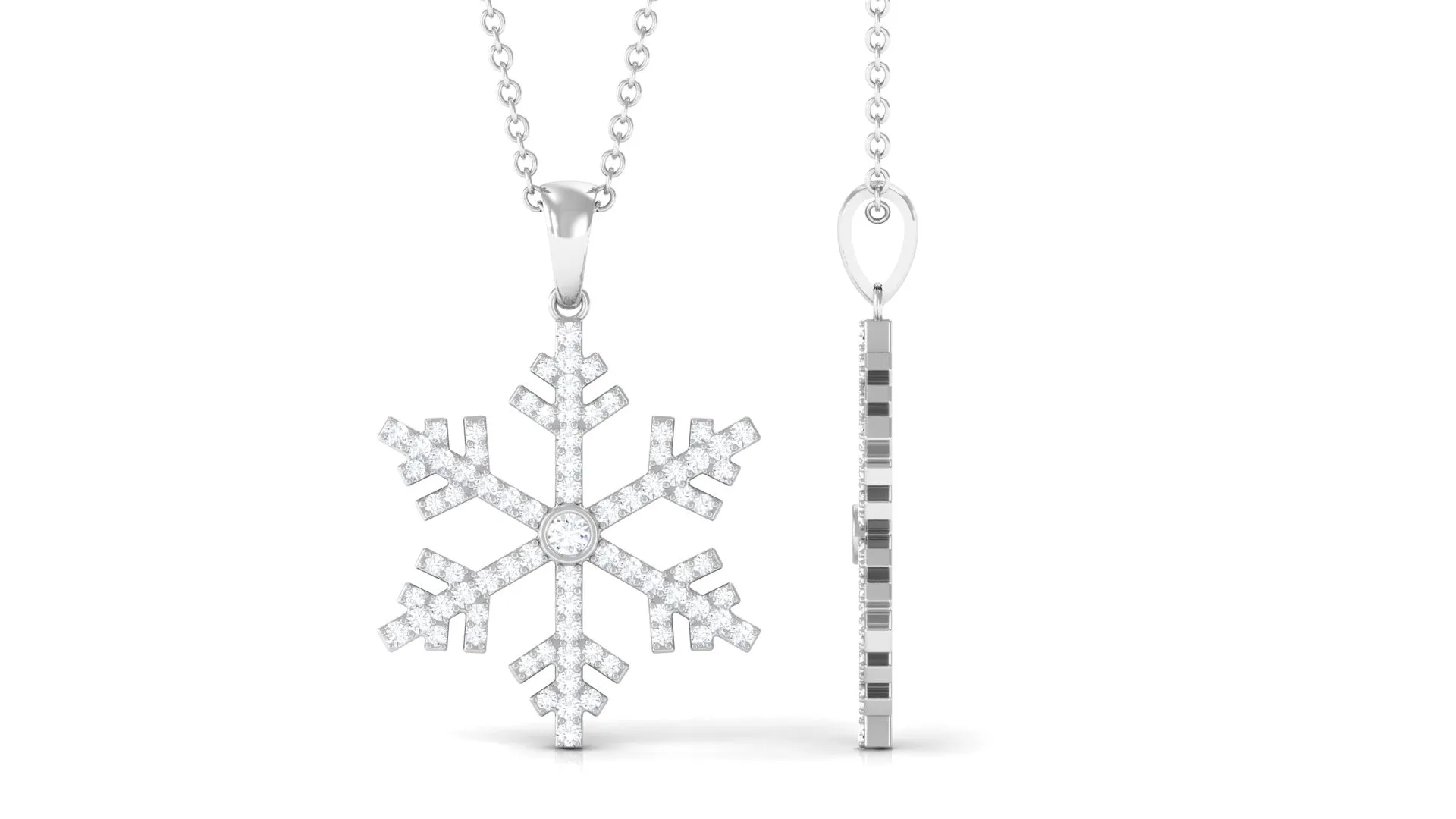 Certified Moissanite Frozen Snowflake Pendant in Gold