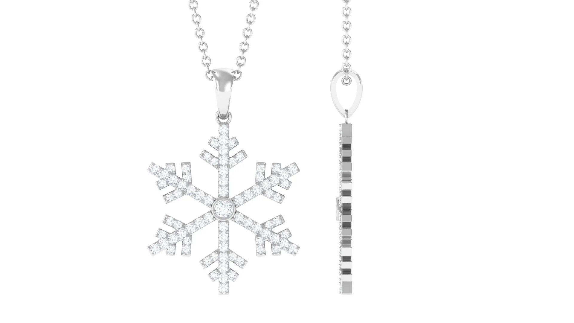 Certified Moissanite Frozen Snowflake Pendant in Gold