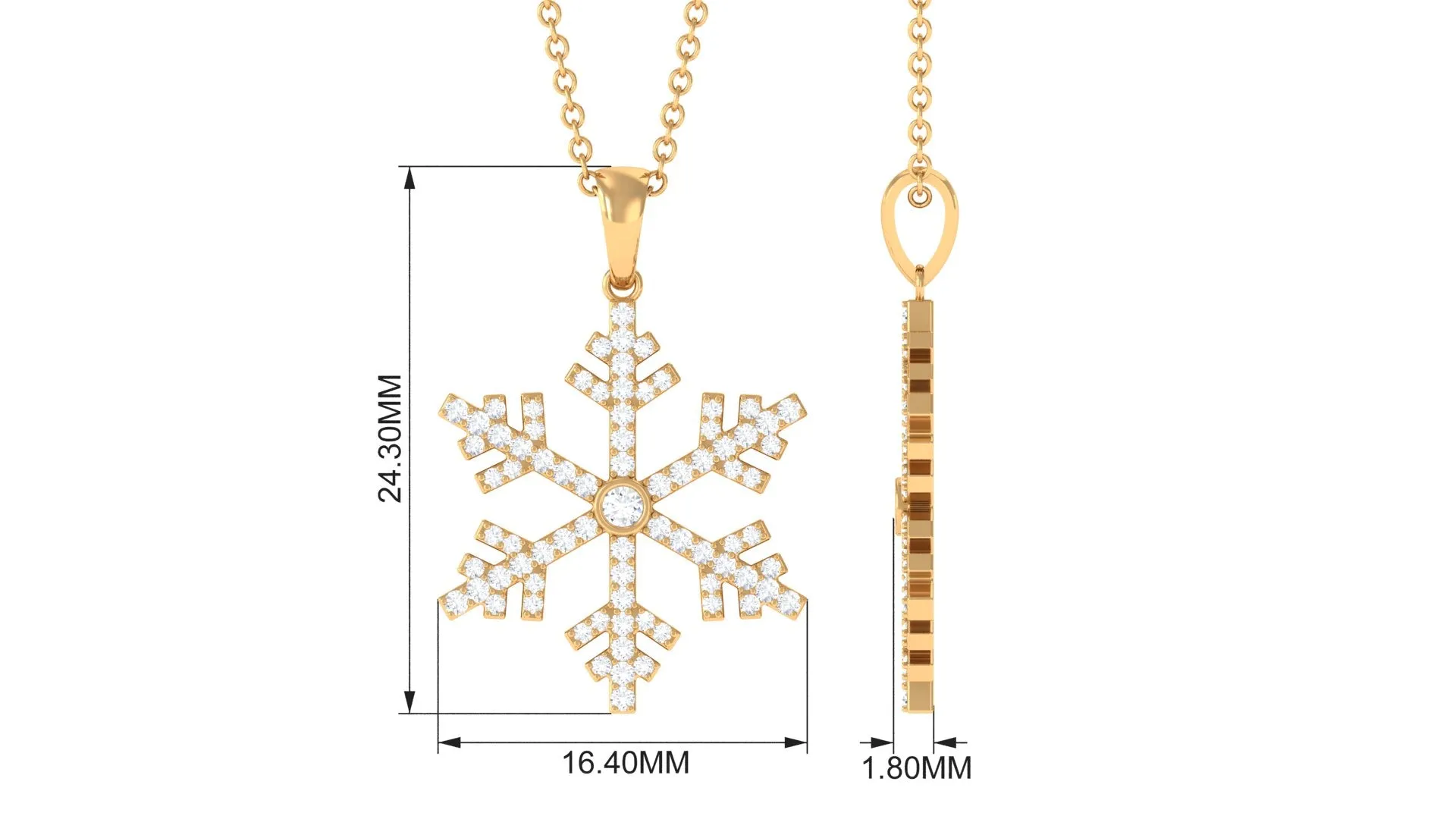 Certified Moissanite Frozen Snowflake Pendant in Gold