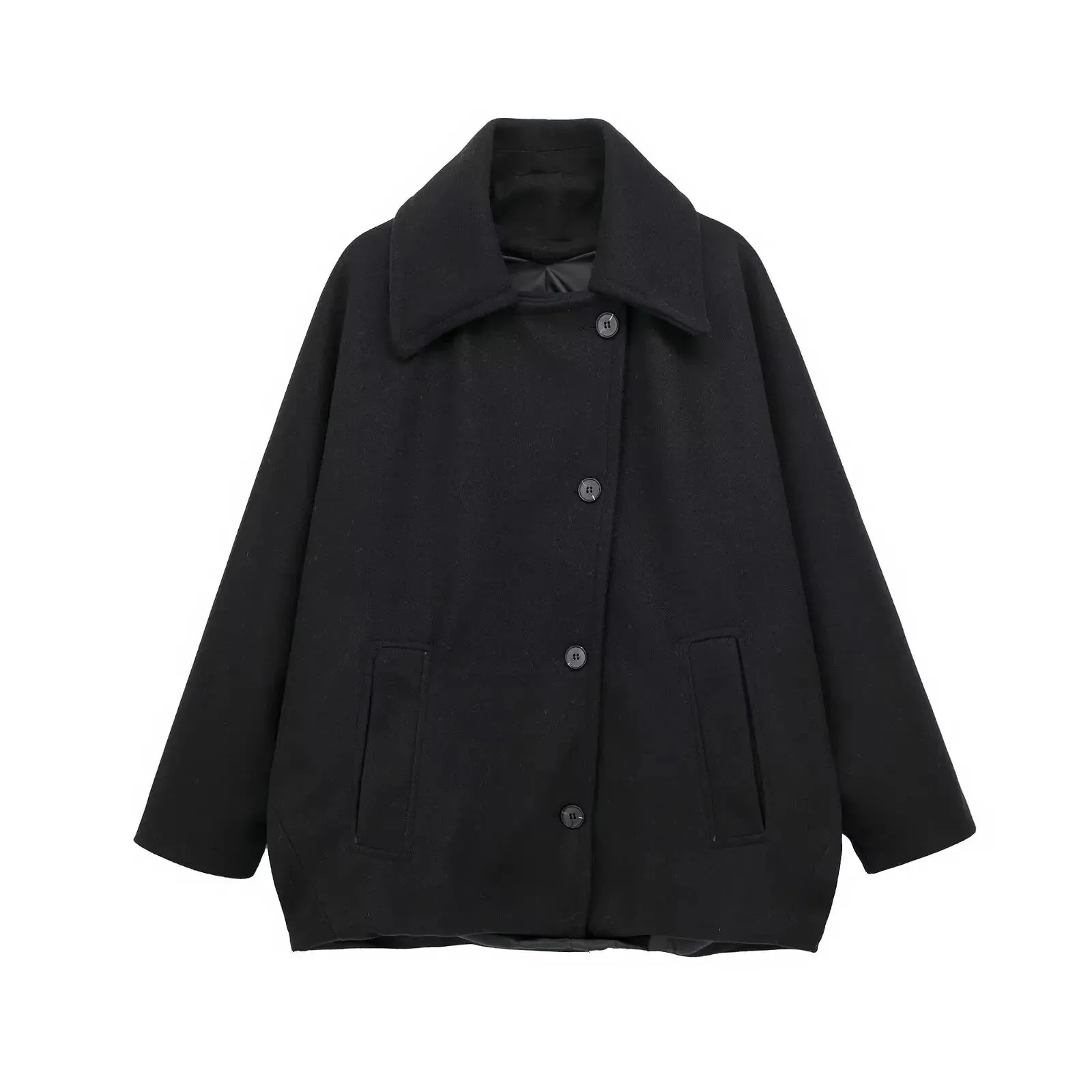 Chic loose fit oversized sleeves peacoat