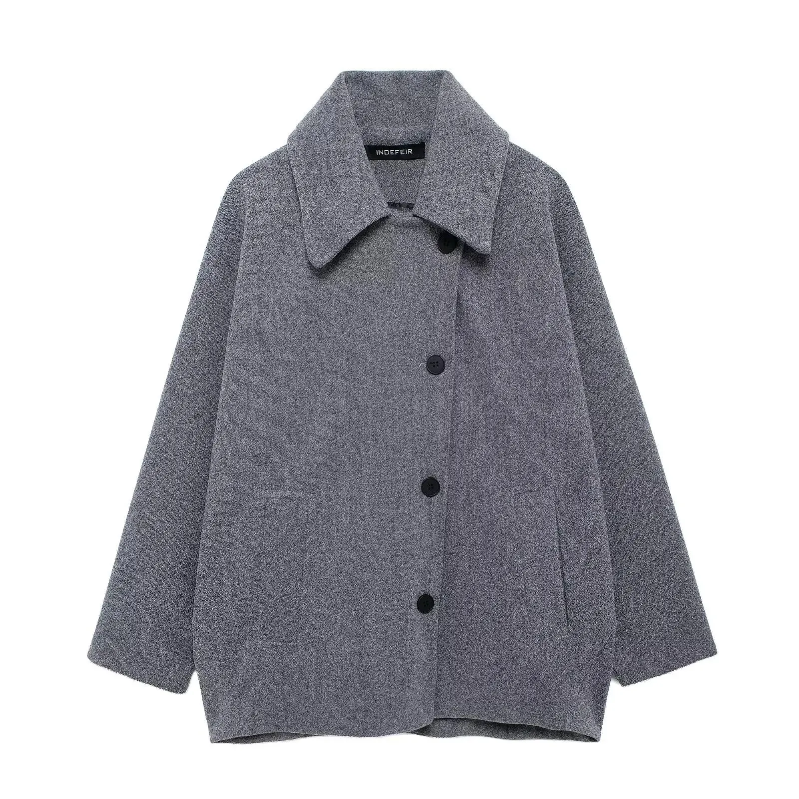 Chic loose fit oversized sleeves peacoat
