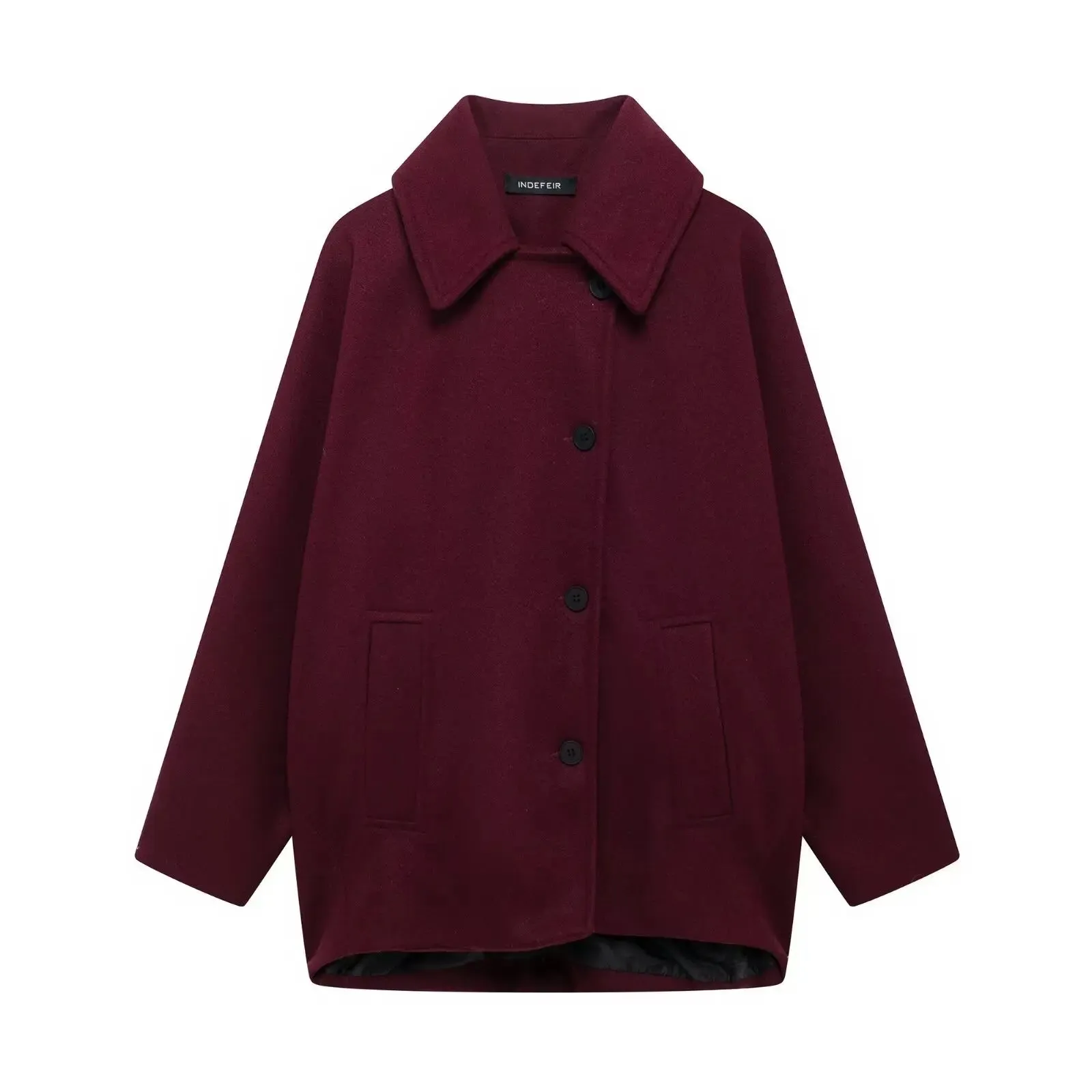 Chic loose fit oversized sleeves peacoat