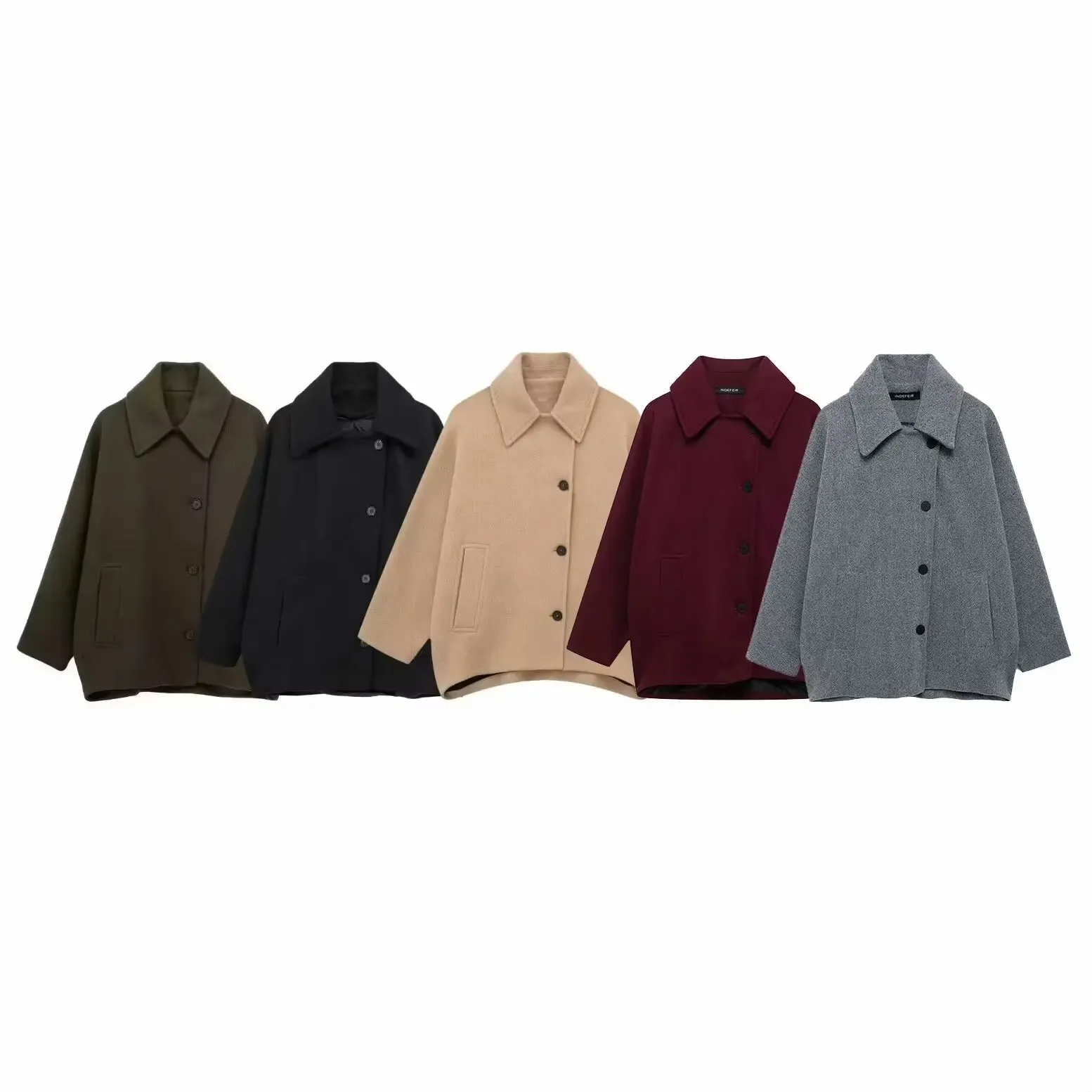 Chic loose fit oversized sleeves peacoat