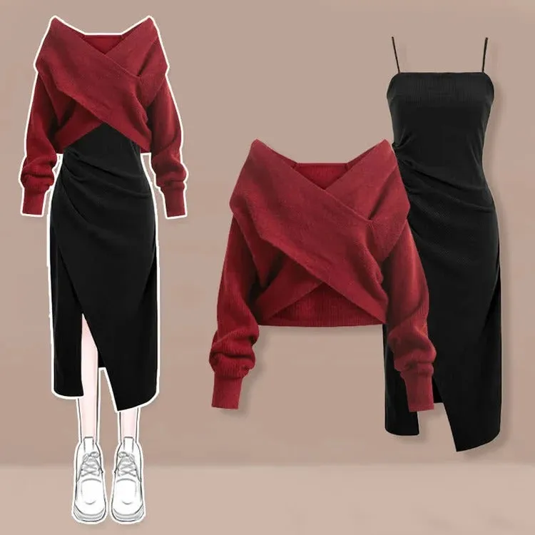 Chic Ruffled Midi Two-Piece Ensemble