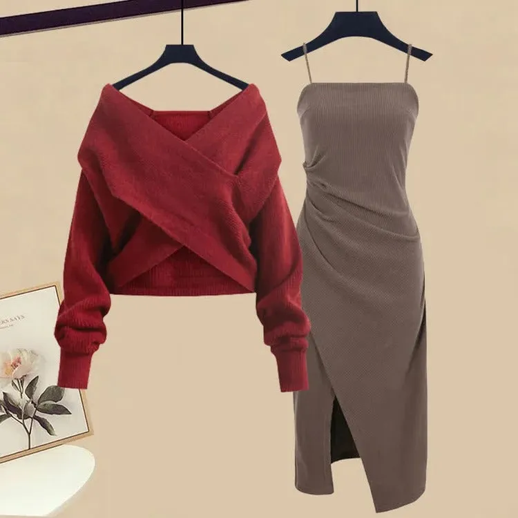 Chic Ruffled Midi Two-Piece Ensemble
