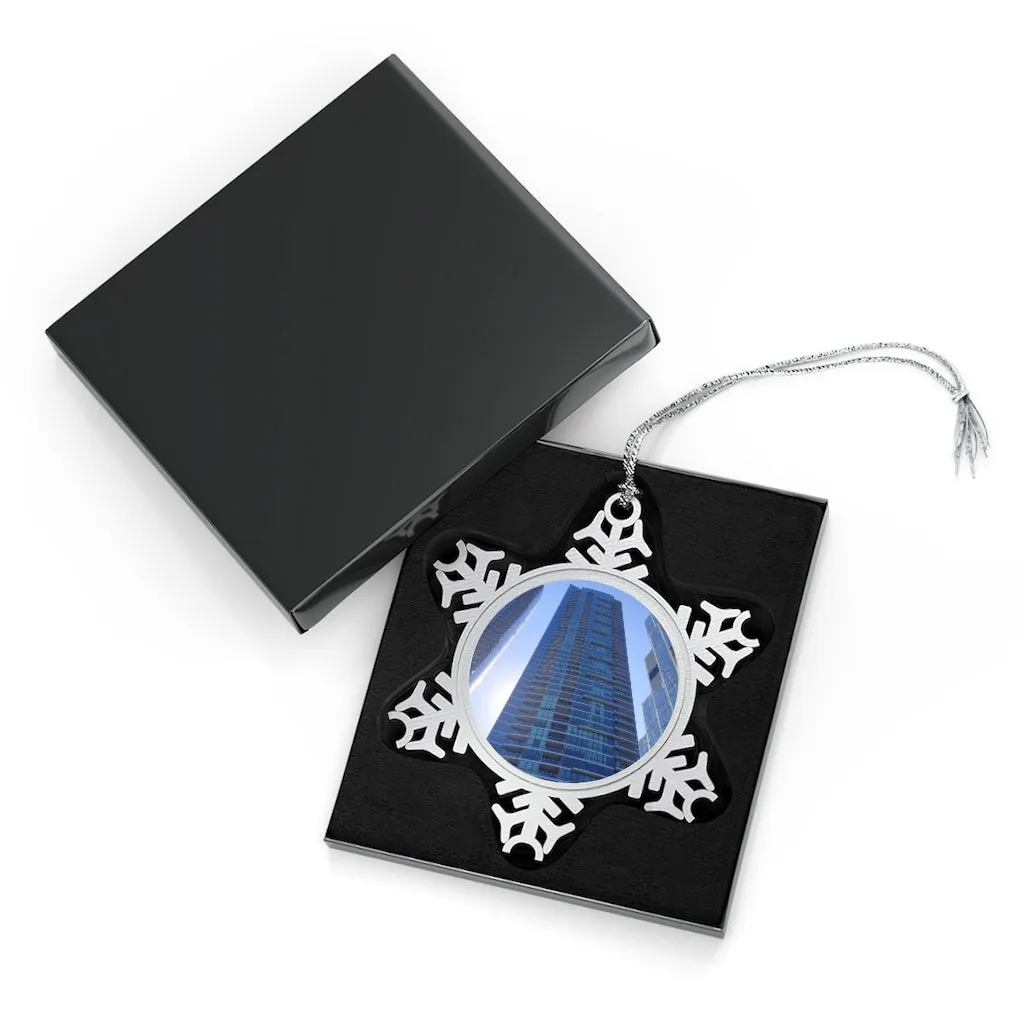 Chicago Skyline Pewter Snowflake Ornament