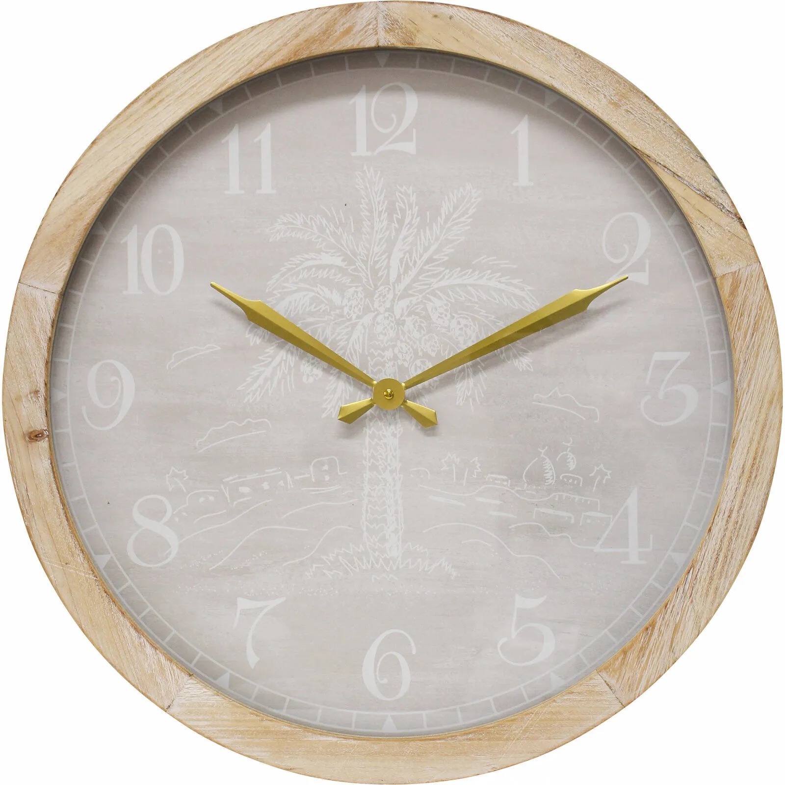 Clock Date Palm Neutral 60cm