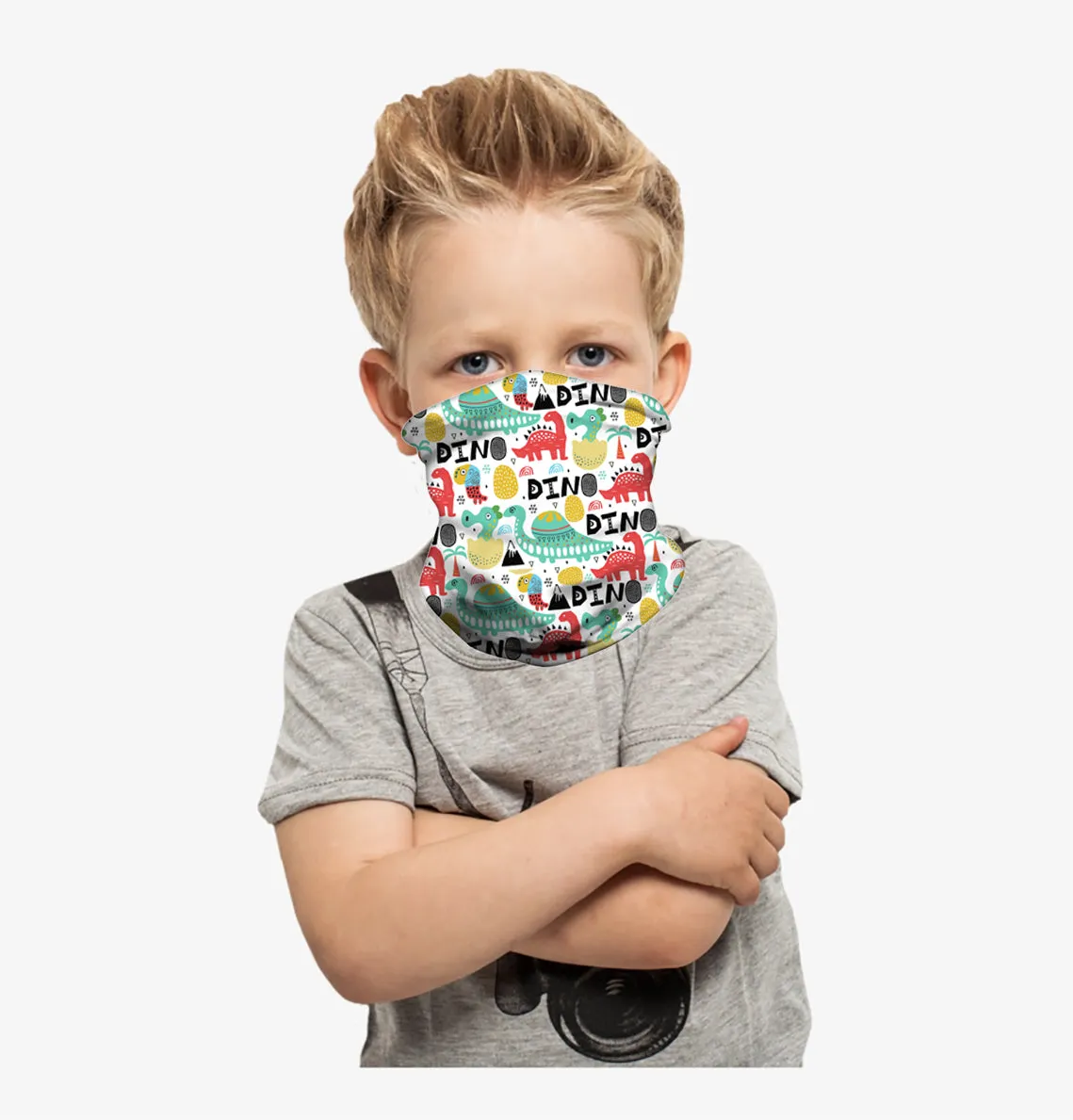 Cooling Neck Gaiter/Balaclava/Magic Scarf Headband & Face Mask For Kids (Dinos)