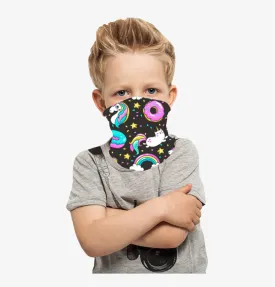 Cooling Neck Gaiter/Balaclava/Magic Scarf Headband & Face Mask For Kids (Unicorn & Donuts (Blue)