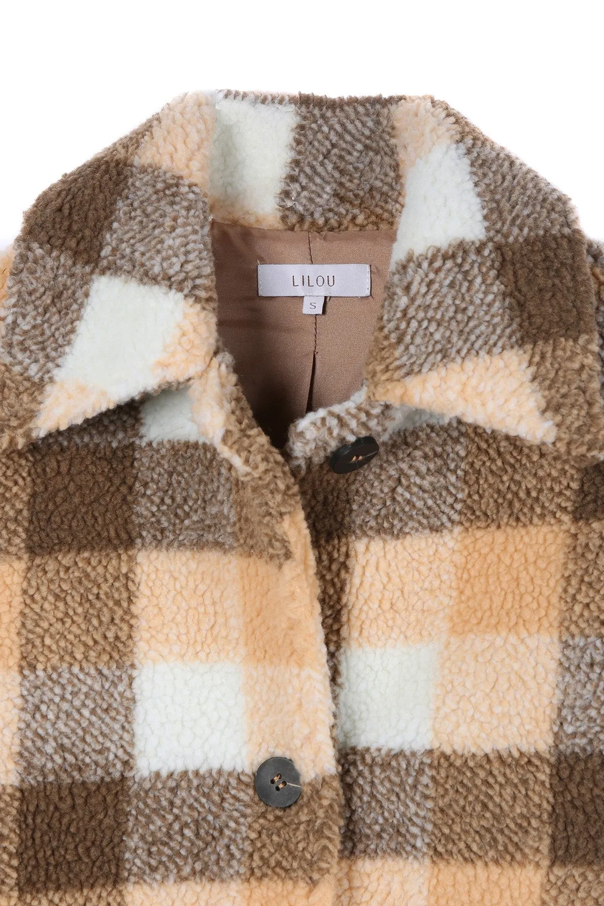 Cozy Plaid Sherpa Jacket with Pockets