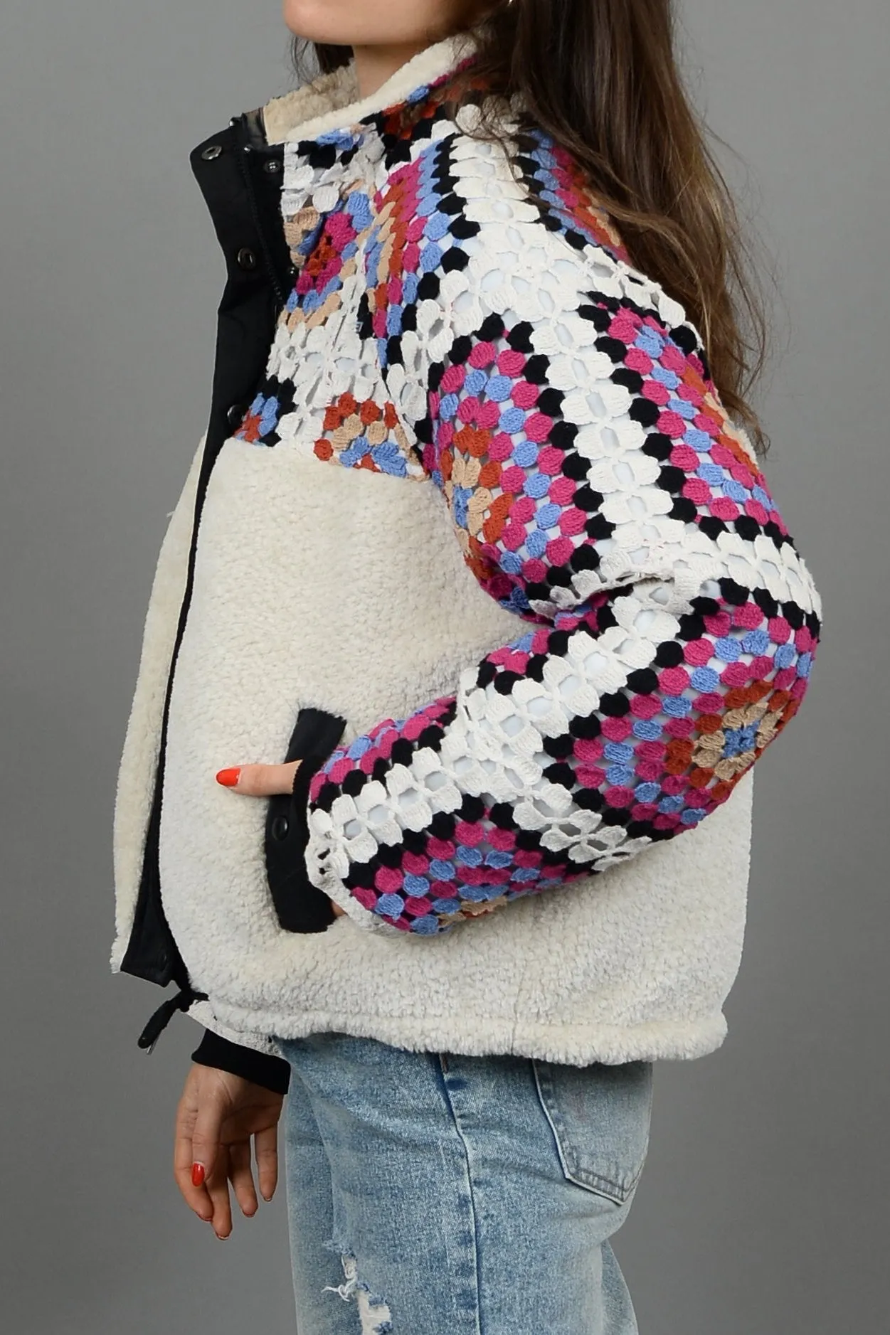 Crochet Sherpa Quilted Jacket