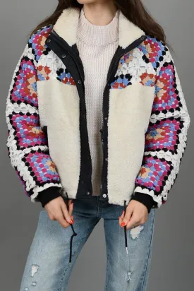 Crochet Sherpa Quilted Jacket