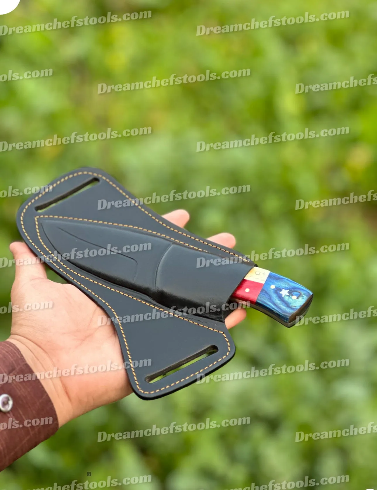 Custom Handmade J2 Powder Coat Skinning Knife with Leather Sheath | Precision & Durability