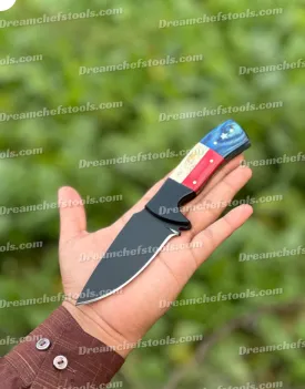 Custom Handmade J2 Powder Coat Skinning Knife with Leather Sheath | Precision & Durability