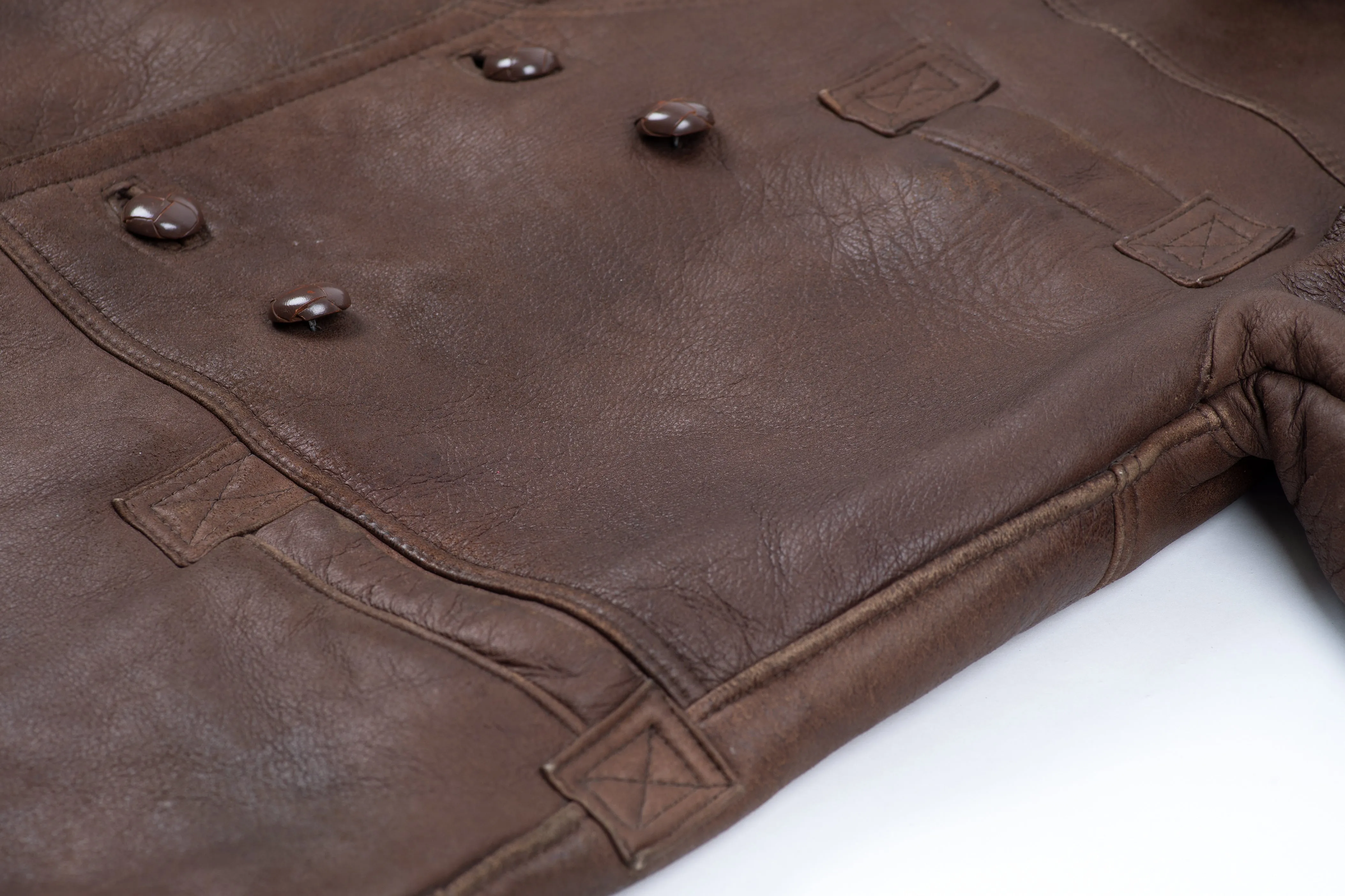 Dark Brown Double Breasted Sheepskin Shearling Jacket, S