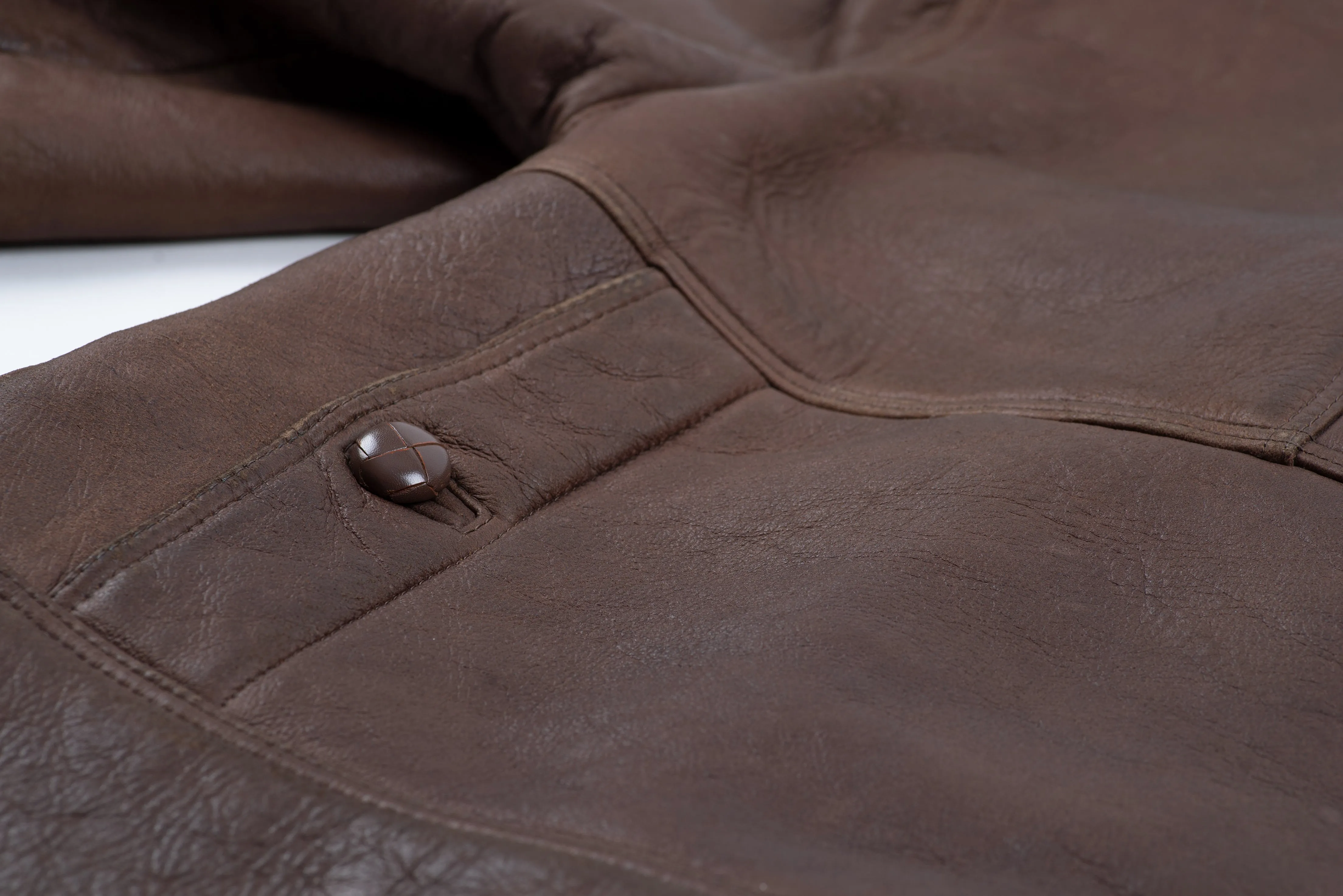 Dark Brown Double Breasted Sheepskin Shearling Jacket, S