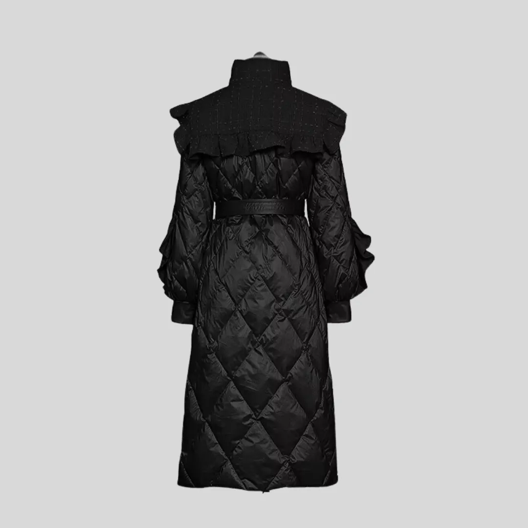 Elegant French Long Sleeve Coat - Black