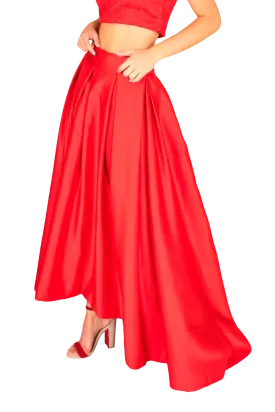 Elegant Ruby Lace and Satin Ensemble