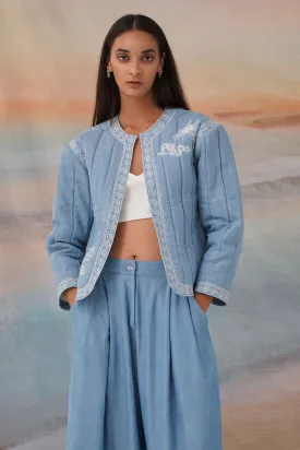 Embroidered Quilt Denim Jacket