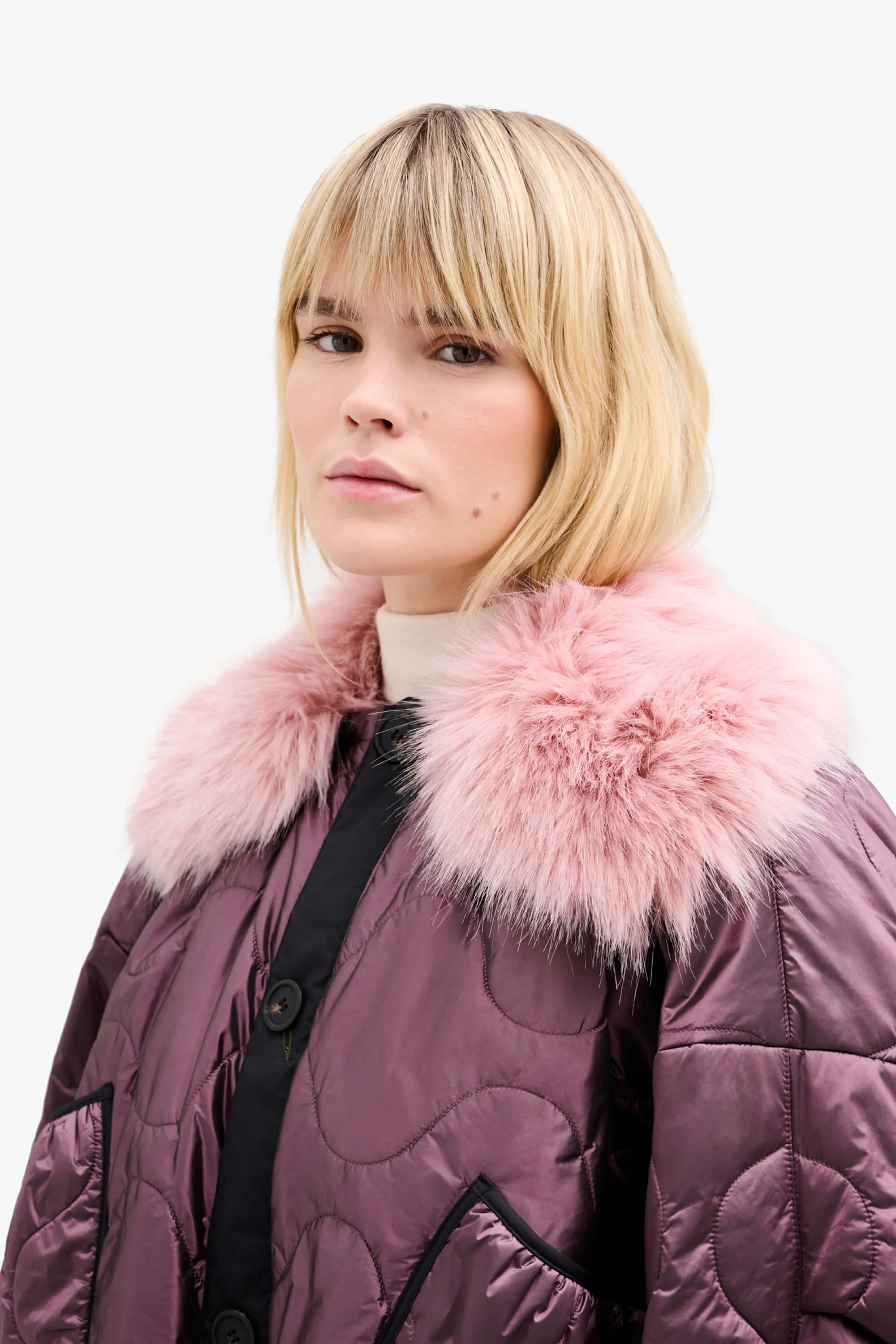 Faux Fur Collar - Damask Pink