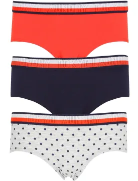 Ferne (3 Pack) Assorted Hipster Briefs In Tomato Puree / Peacoat Blue / Light Grey Marl - Tokyo Laundry