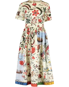 Full Bottom Belted Print Dress