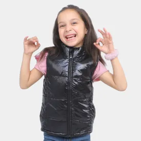 Girls Quilted Jacket Basic S/L-BLACK
